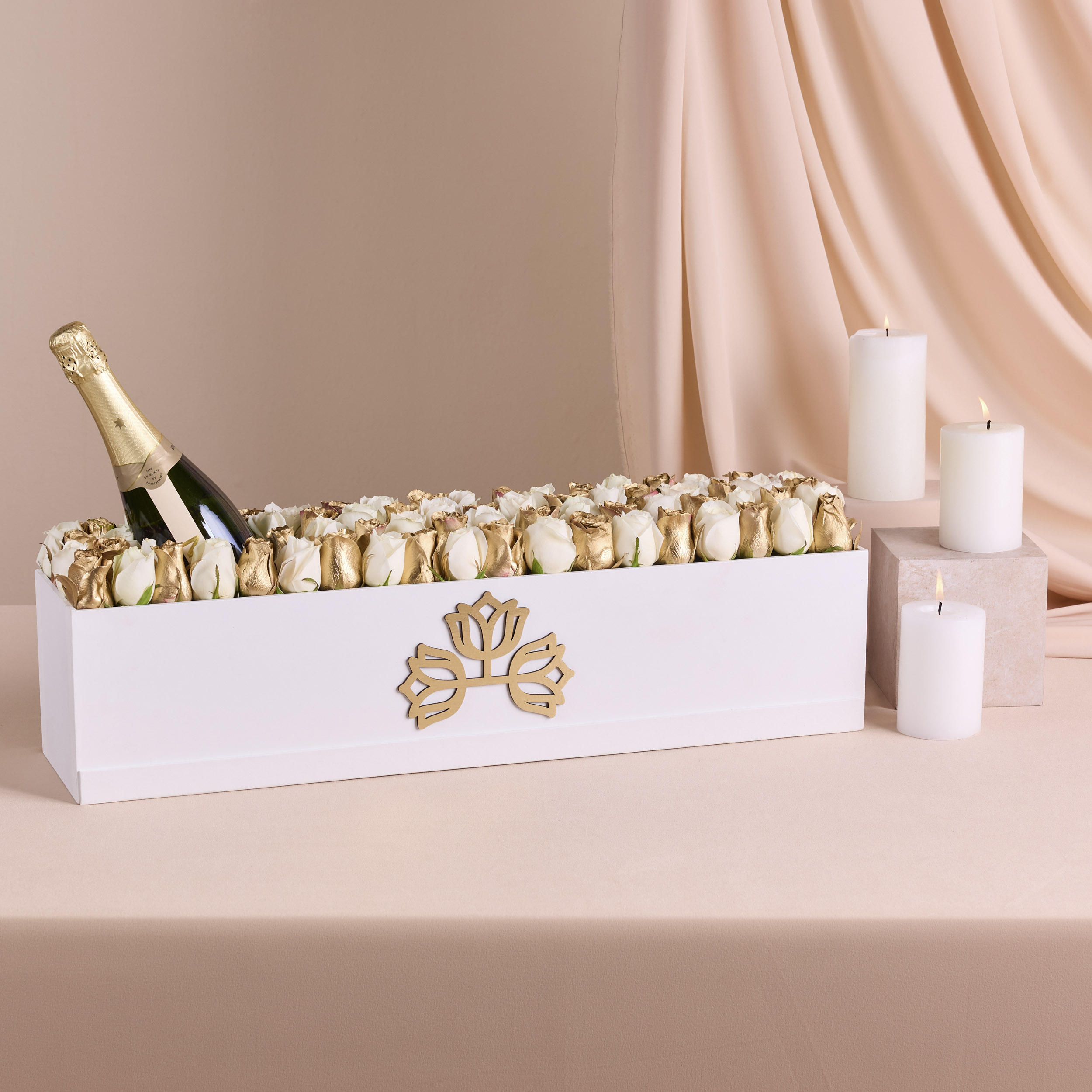  LONG BOX WITH GOLD ROSES