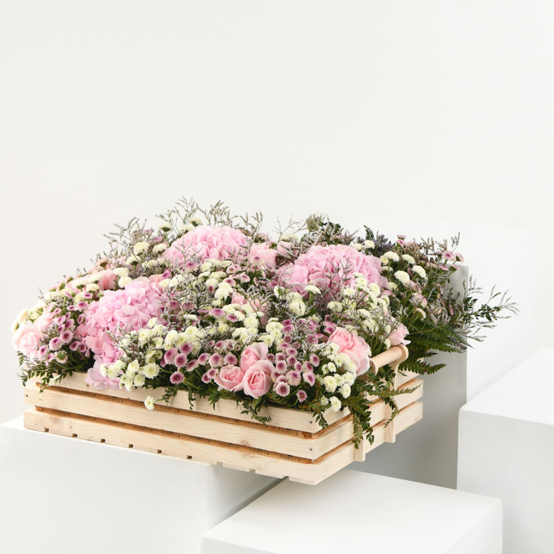  FIO WOODEN TRAY - HYDRANGEA