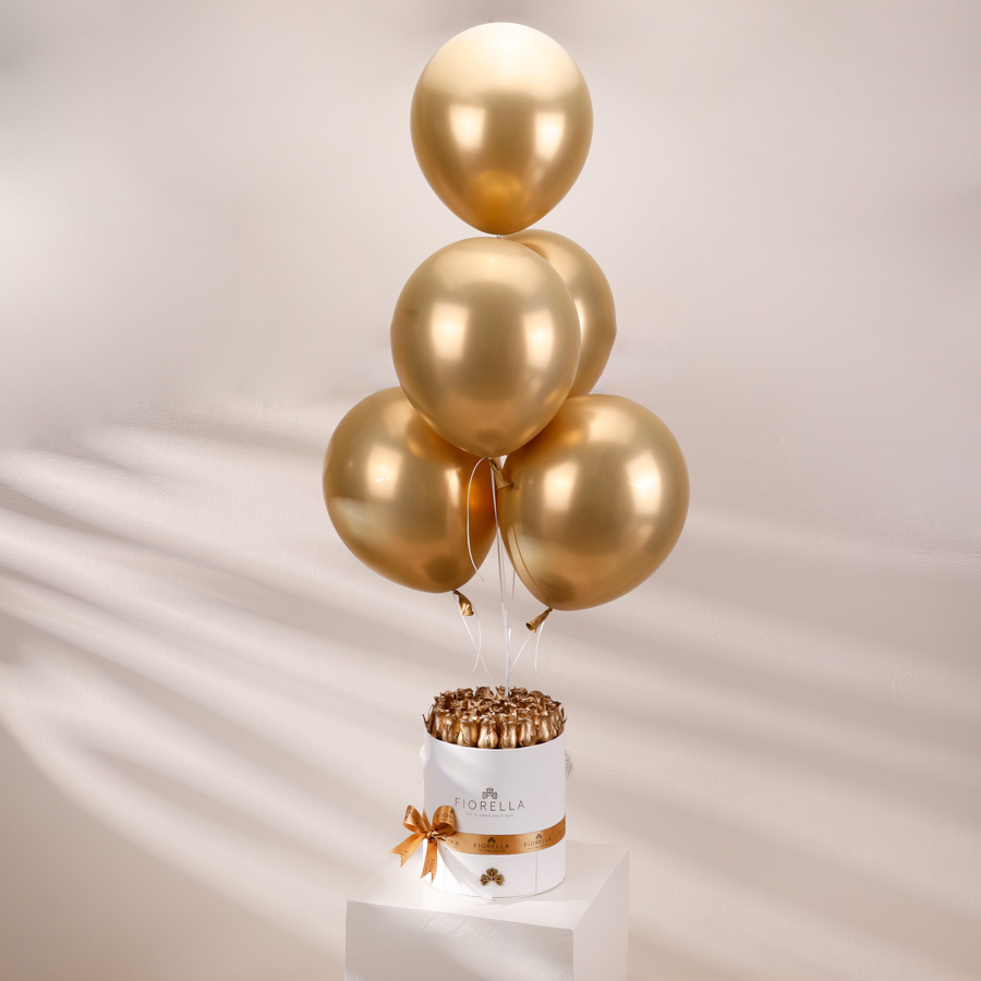 ROUND BOX - GOLD - BALLOONS