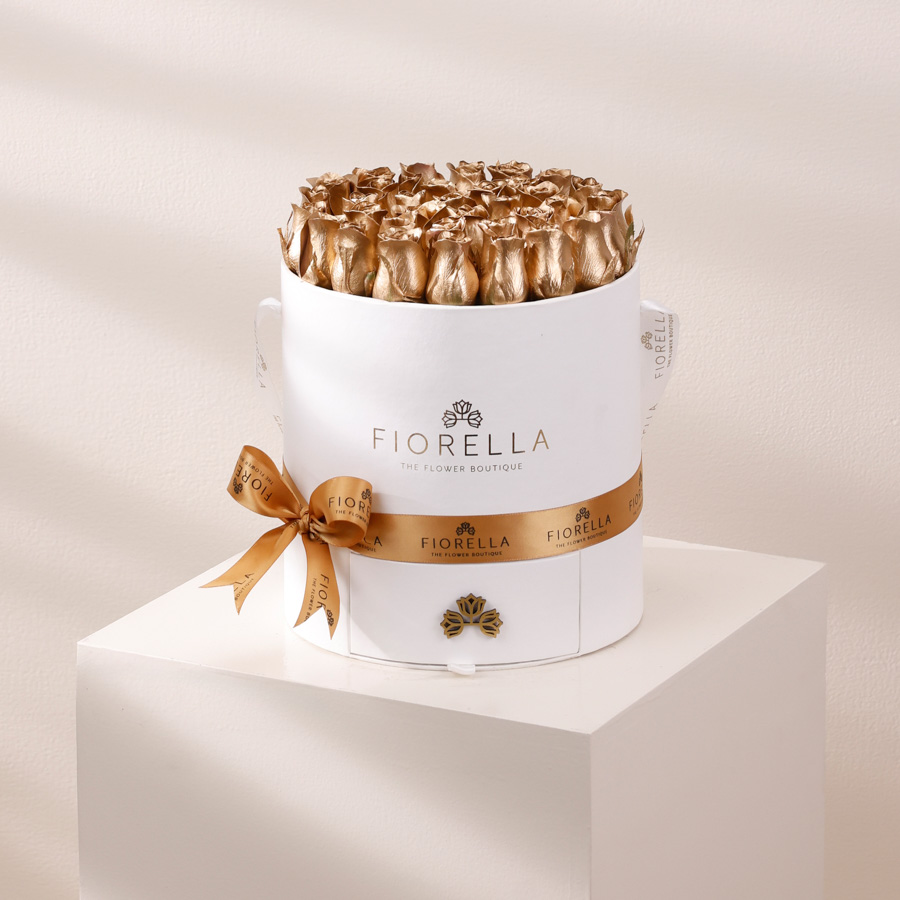 ROUND BOX - GOLD ROSES